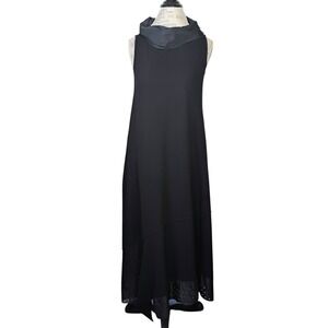 LUUKAA‎ Black Maxi Dress Womens 6 Sleeveless Cowl Neck Pockets Lagenlook Comfort